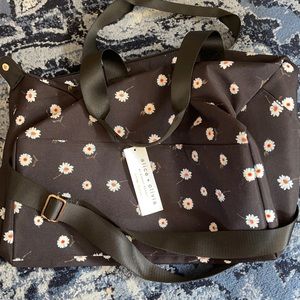 alice + olivia black floral duffel bag